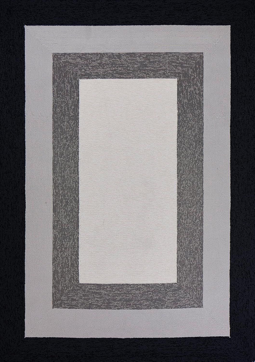 Contemporary Blue Block Outdoor Accent Rug - Synthetic, Easy Care