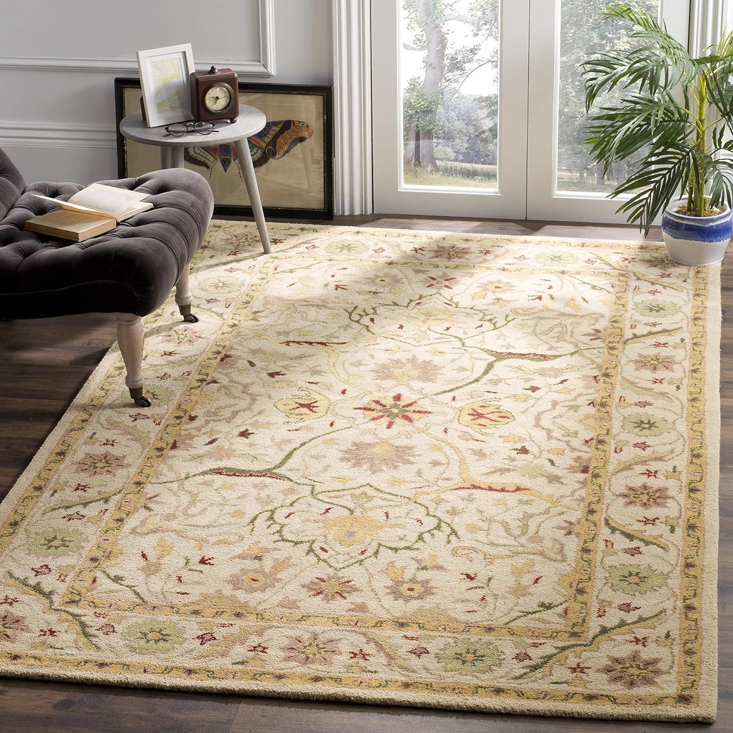 Ivory Hand-Tufted Wool Rectangular Area Rug, 9'-6" x 13'-6"