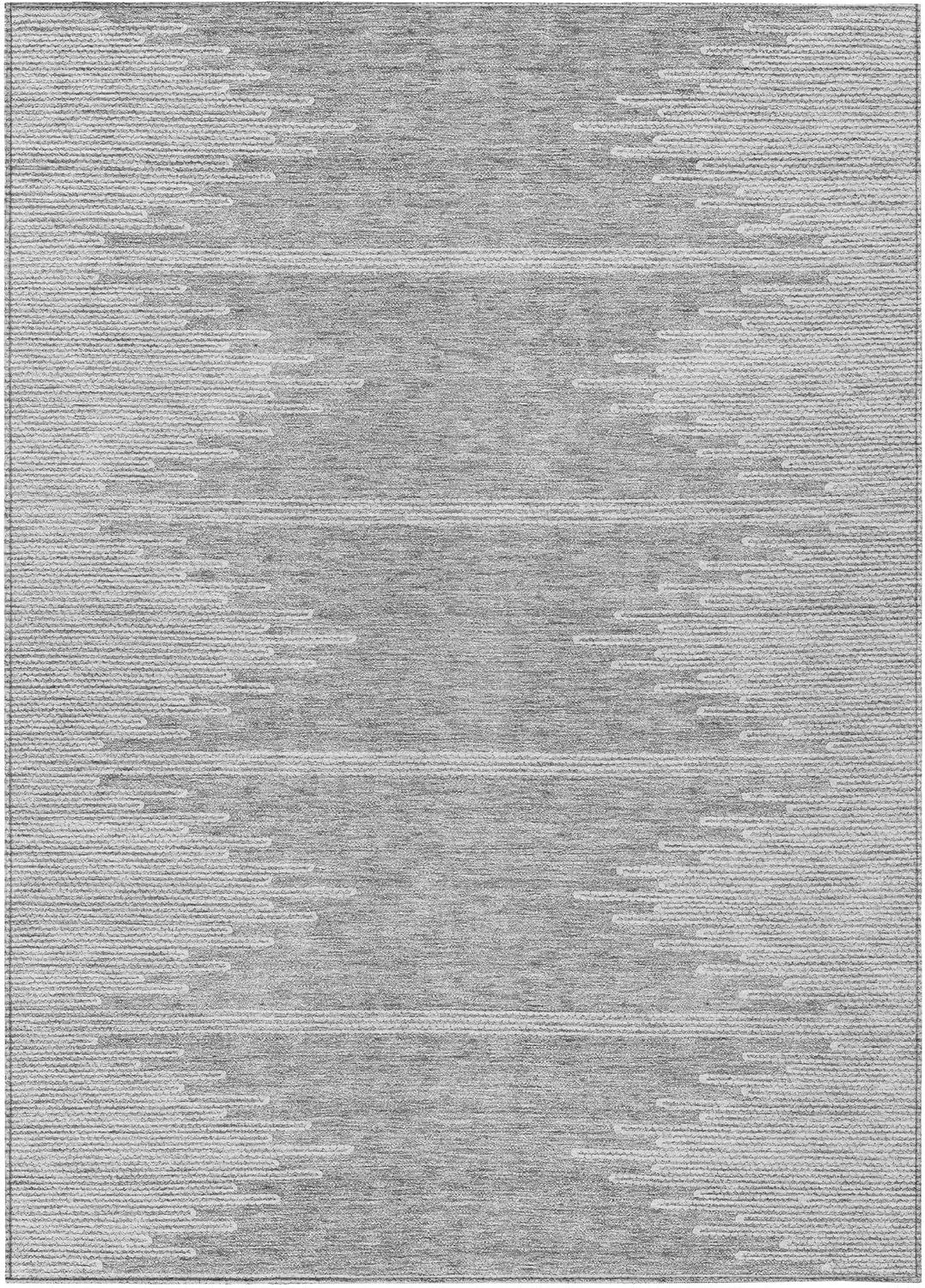 Gray Rectangular Machine-Washable Synthetic Area Rug