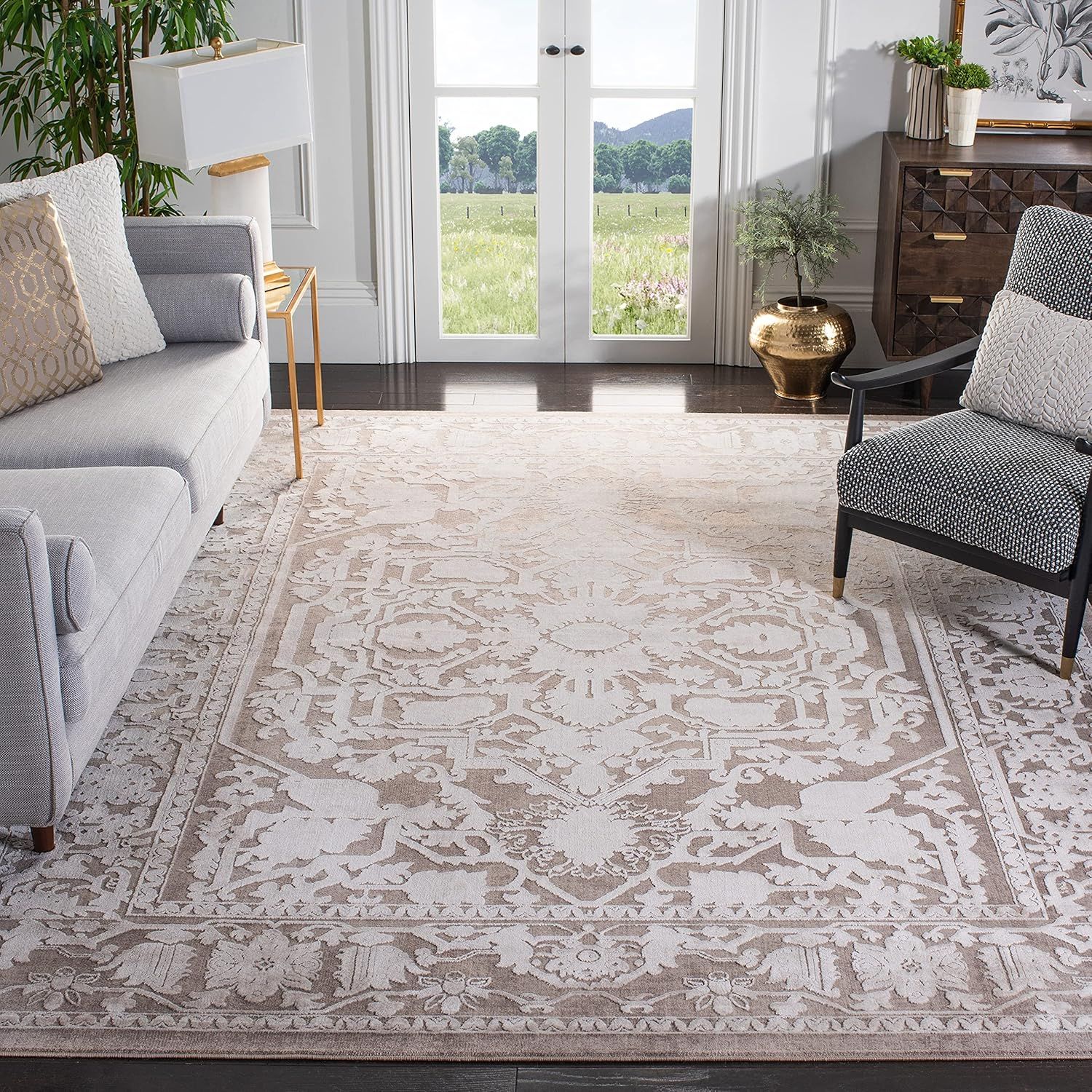 SAFAVIEH Reflection Collection Area Rug - 10' x 14', Beige & Cream, Vintage Distressed Design, Non-Shedding & Easy Care, Ideal for High Traffic Areas in Living Room, Bedroom (RFT665A)