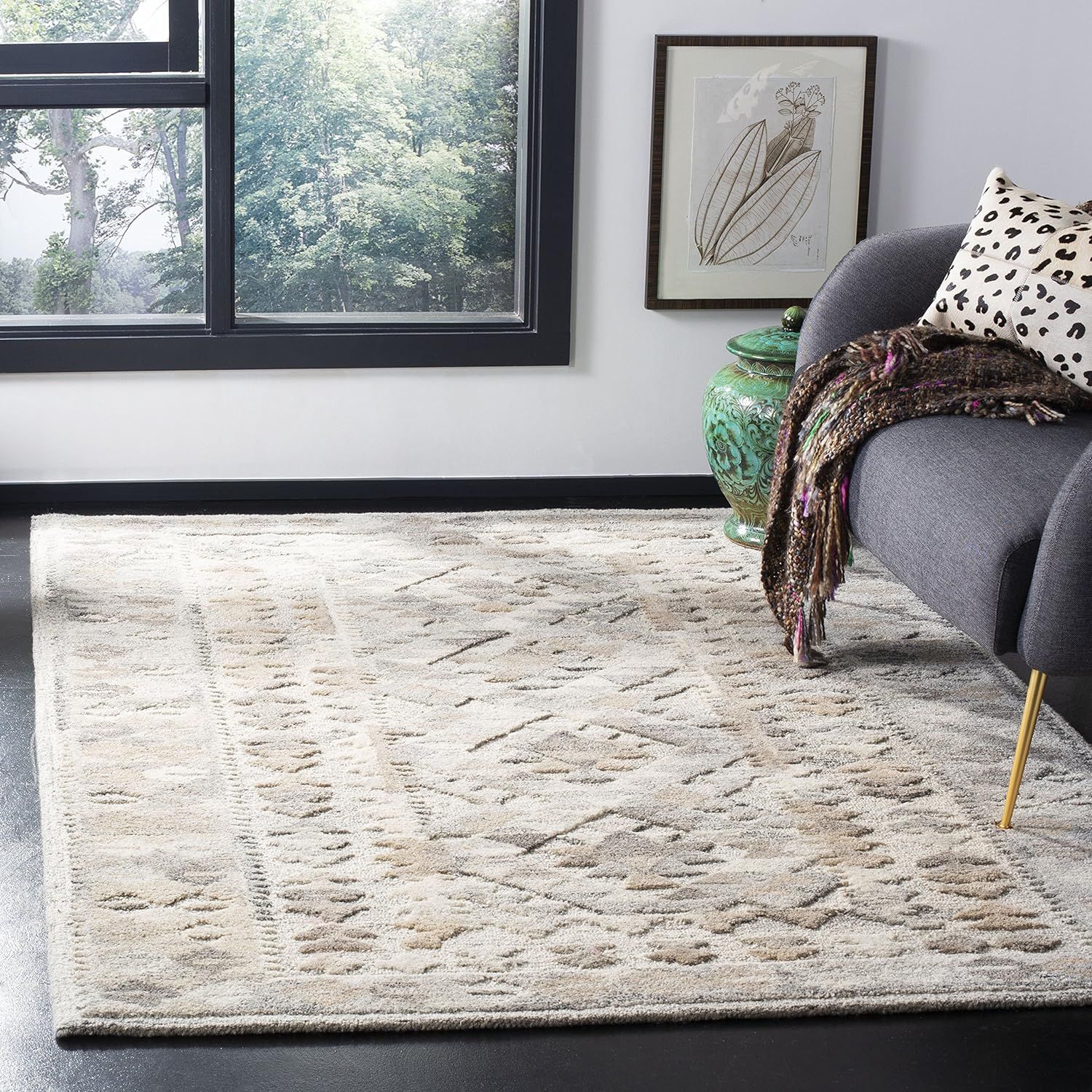 Hand-Tufted Modern Gray Wool 5' x 8' Rectangular Area Rug