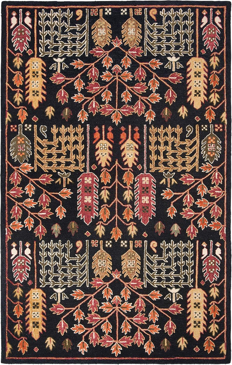 Aspen Black and Red Handmade Wool 4' x 6' Area Rug