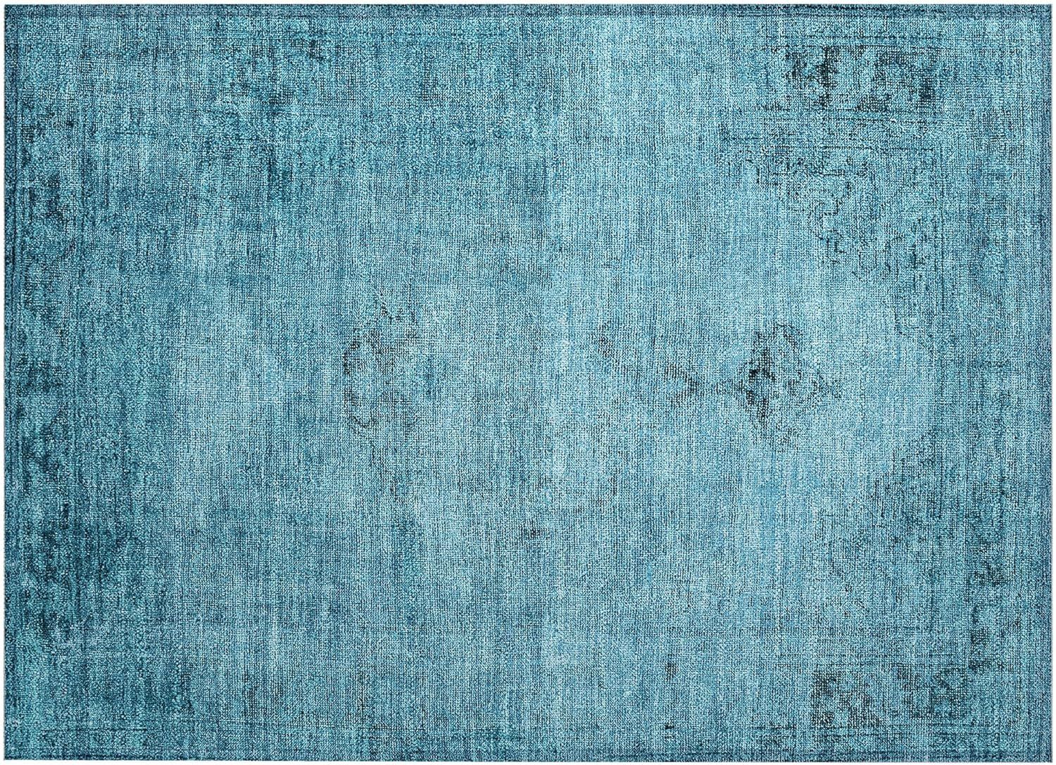 Blue Rectangular Synthetic Flat Woven Indoor Outdoor Rug