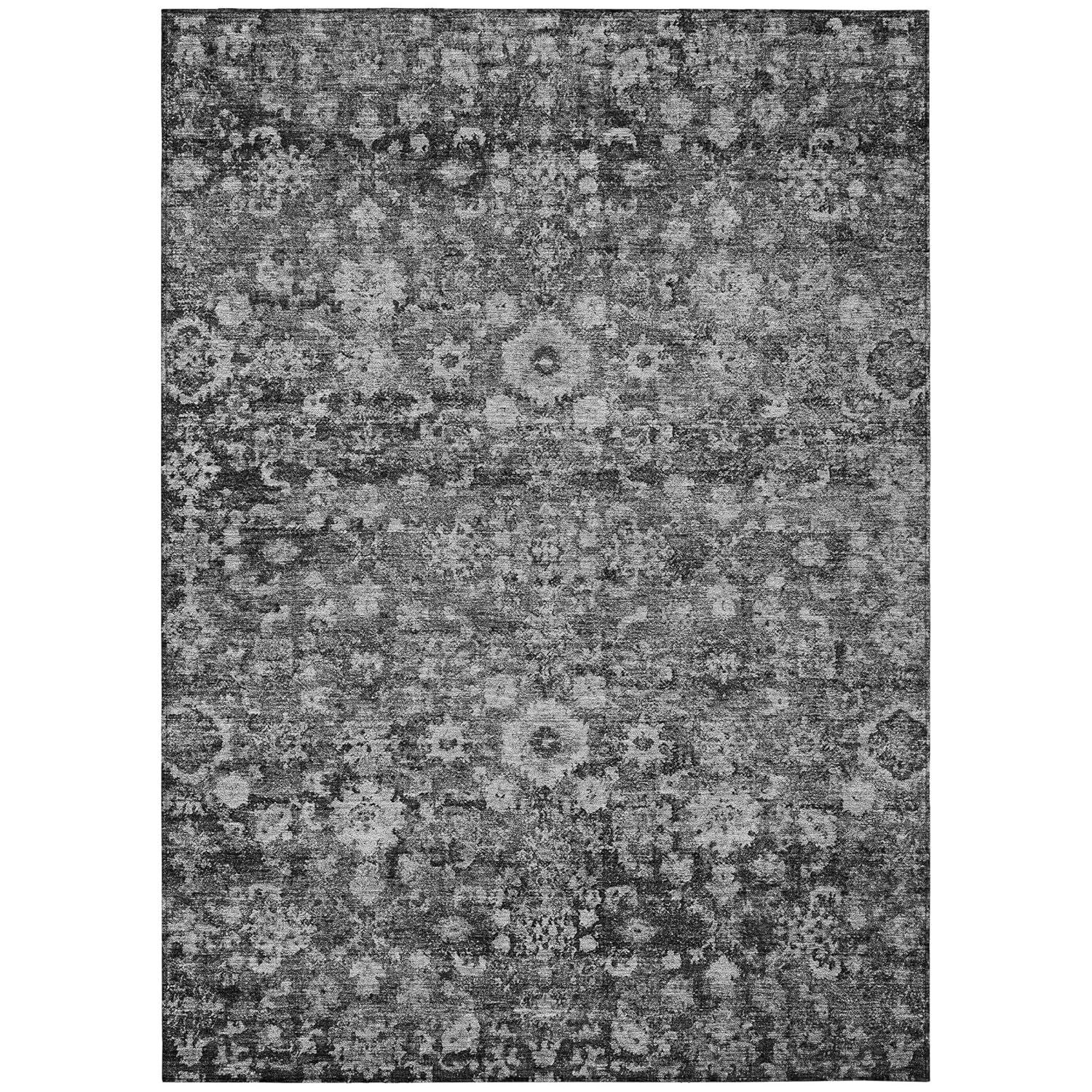 Gray Synthetic Rectangular 8' x 10' Washable Area Rug