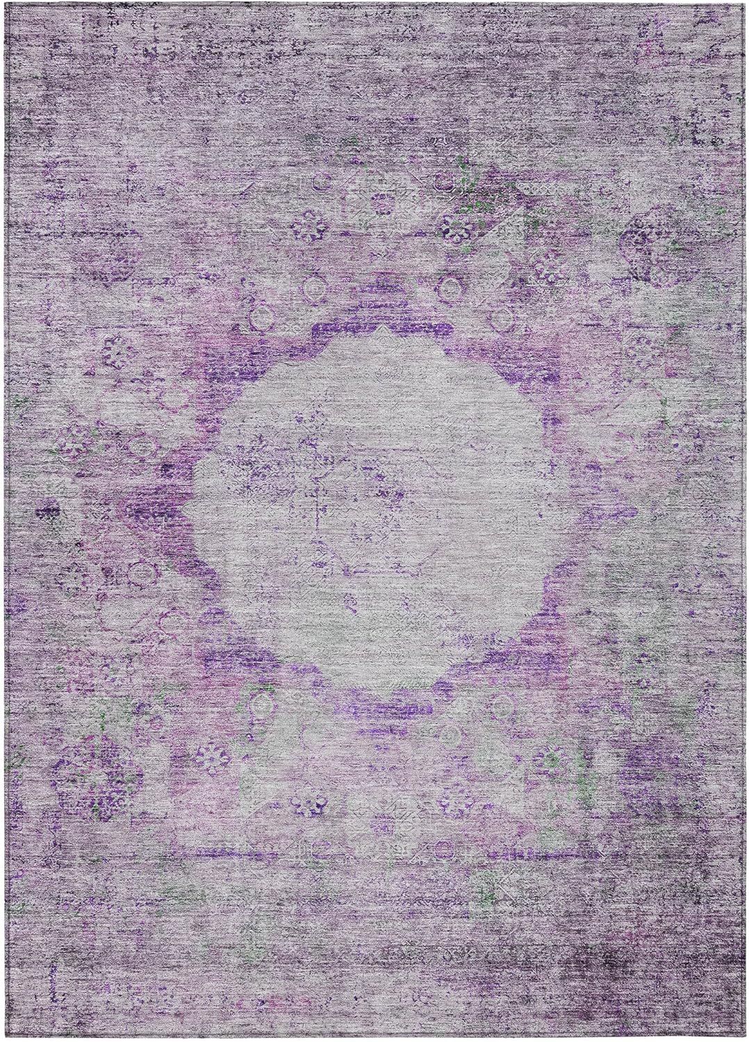 Purple Synthetic Flat Woven Rectangular 5' x 7' Area Rug