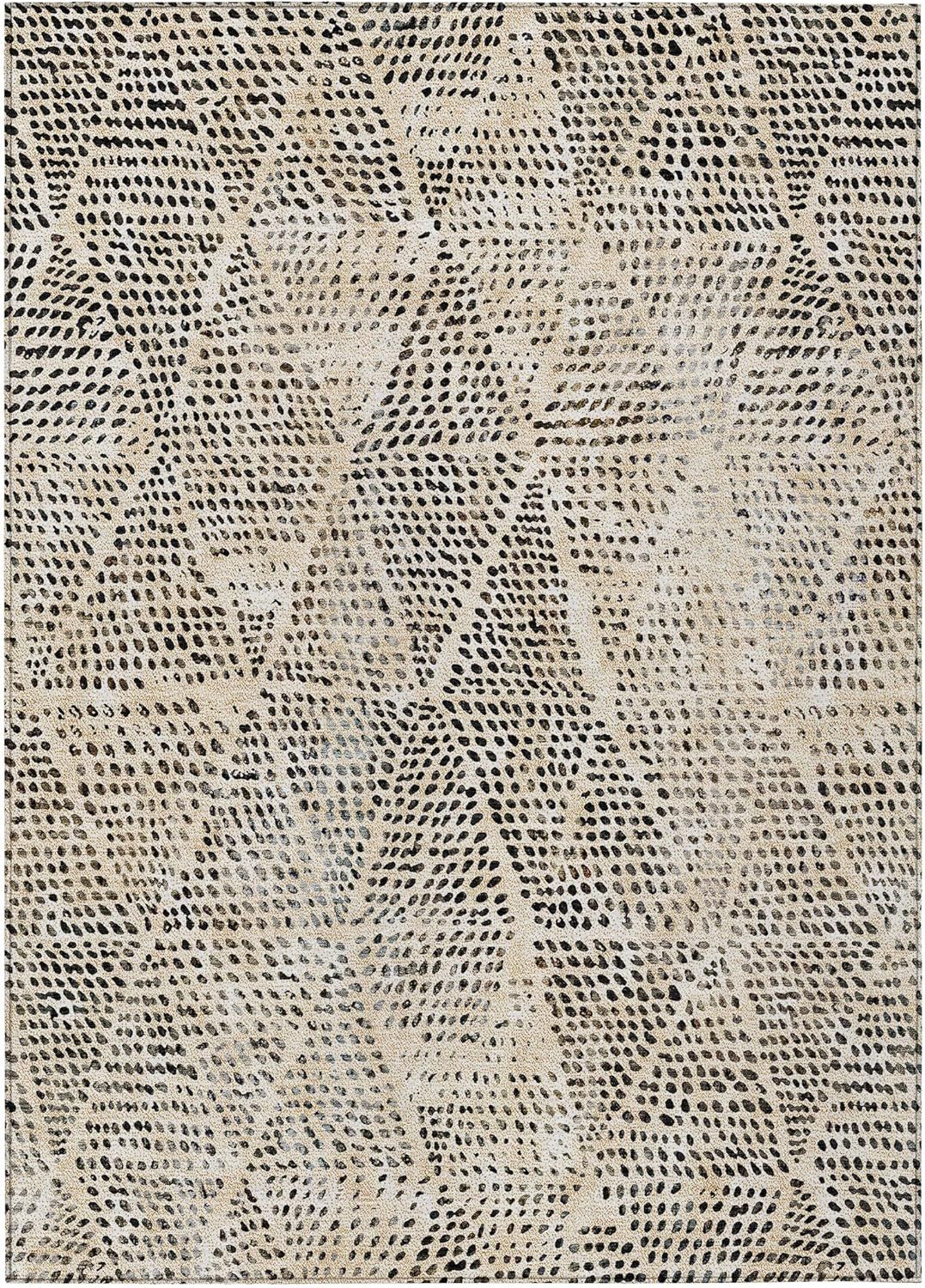 Beige Diamond Pattern 9' x 12' Synthetic Reversible Rug