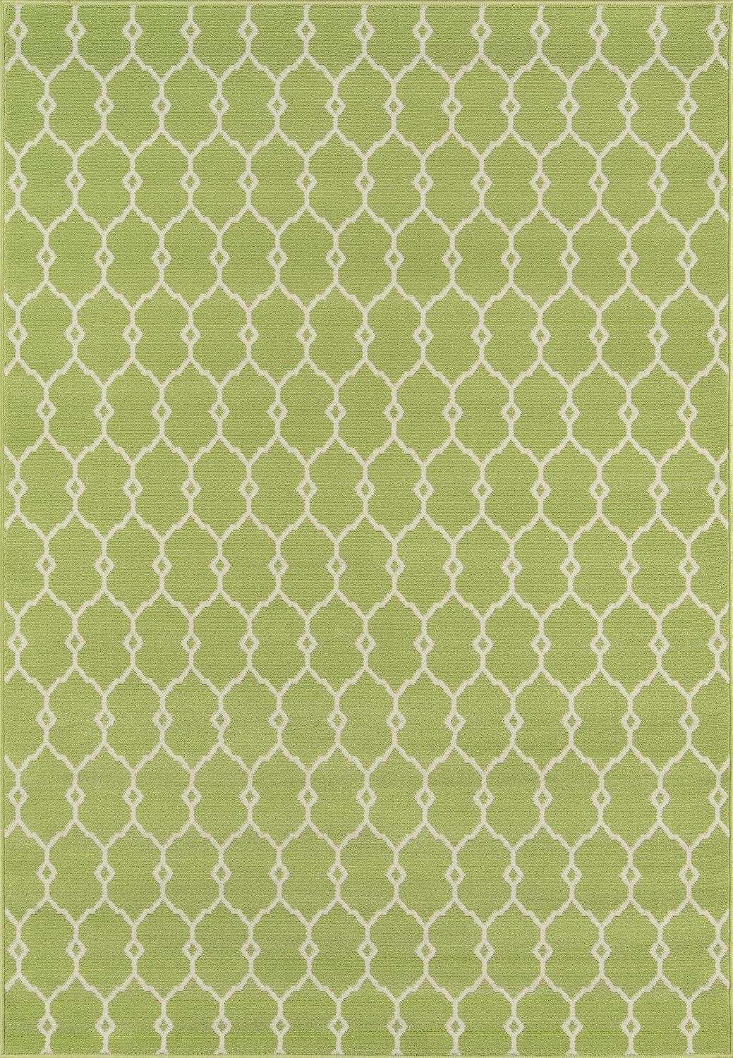 Green Trellis Flat Woven Synthetic Rectangular Area Rug 8'6" x 13'