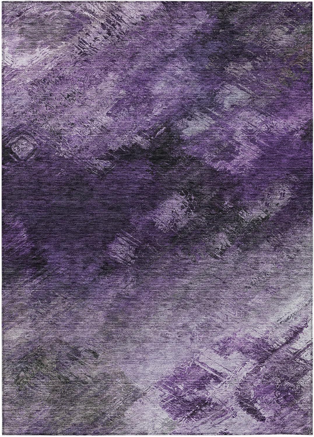 Purple Rectangular Synthetic Washable Area Rug 3' x 5'