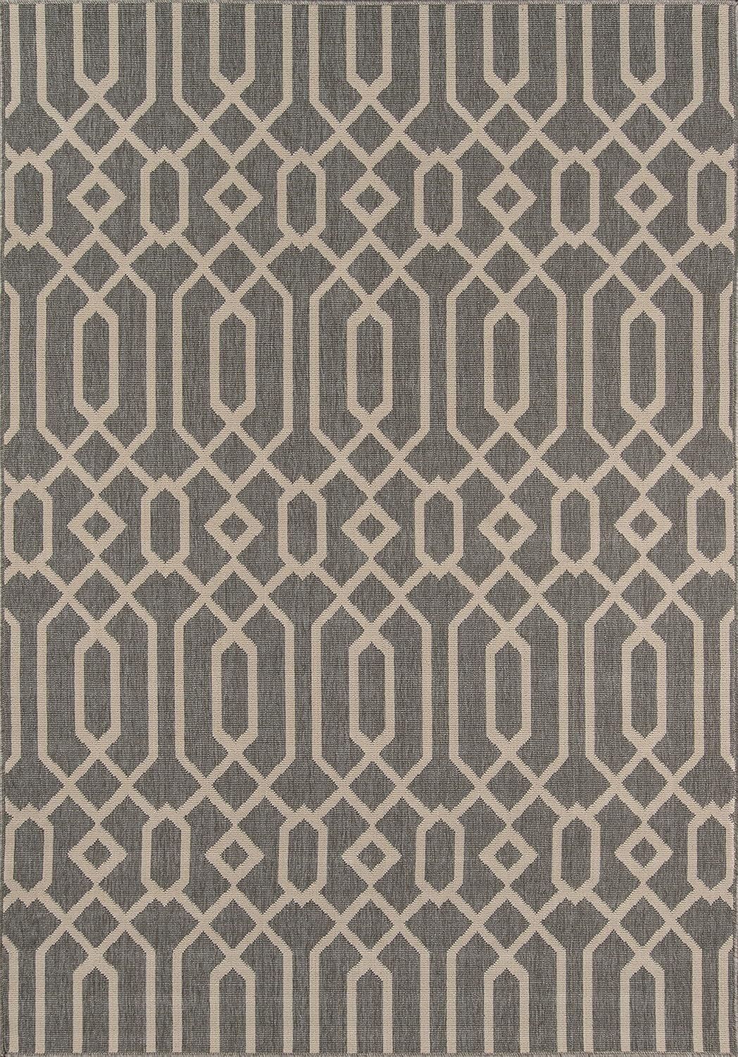 Elegant Gray Trellis Synthetic Rectangular Rug 6'7" x 9'6"