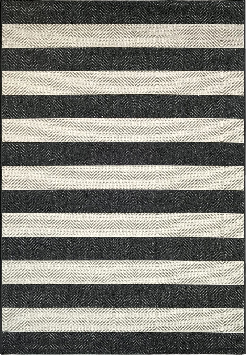 Afuera Yacht Club Ivory and Onyx 3' x 5' Outdoor Area Rug