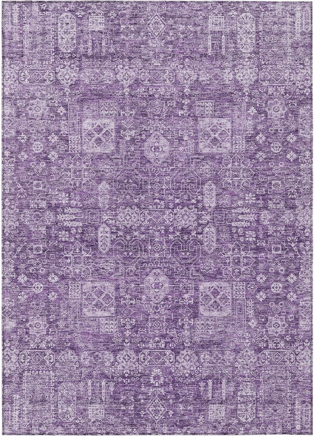 Purple Rectangular Machine Washable Synthetic Area Rug