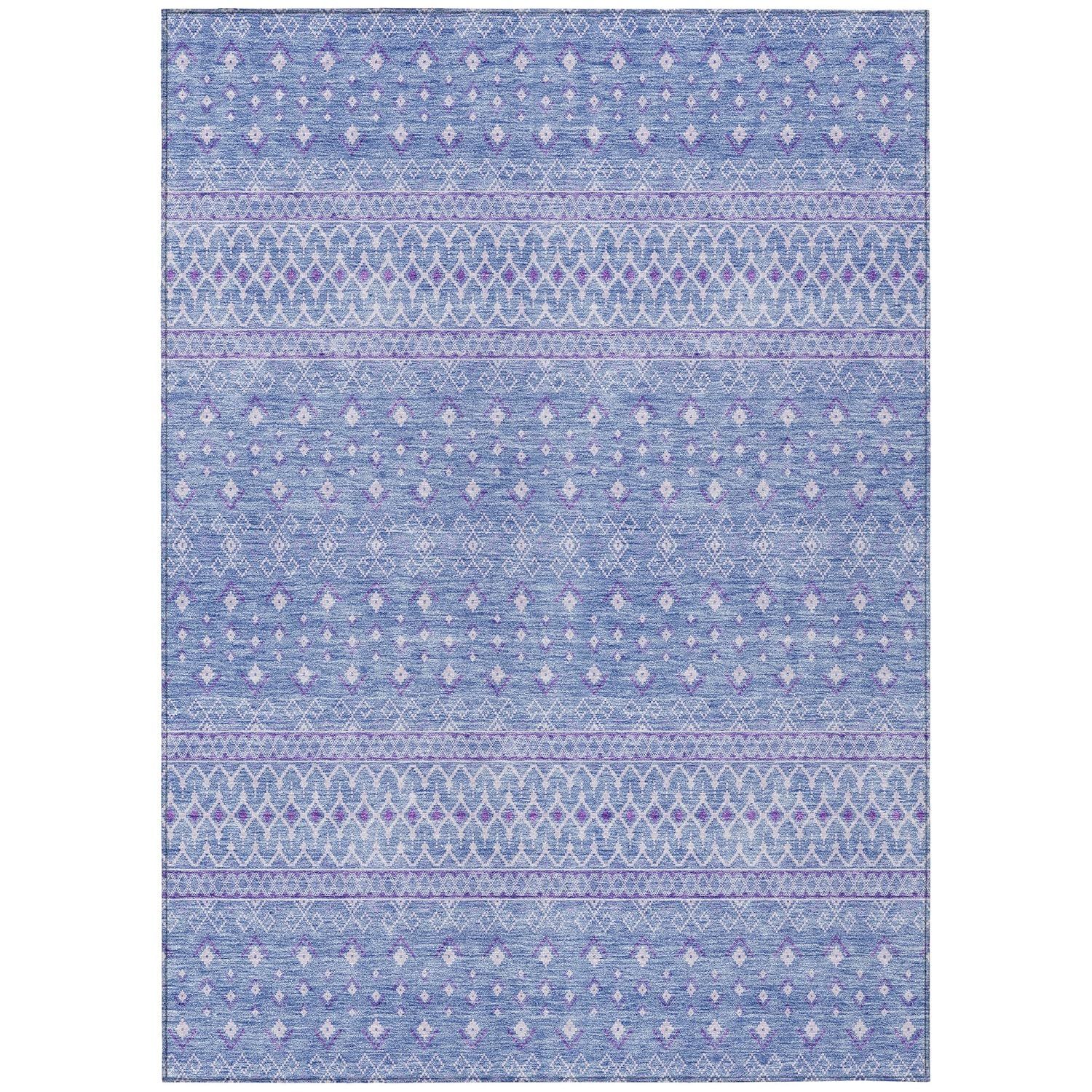 Sky Blue Synthetic Flat Woven 8' x 10' Bohemian Rug