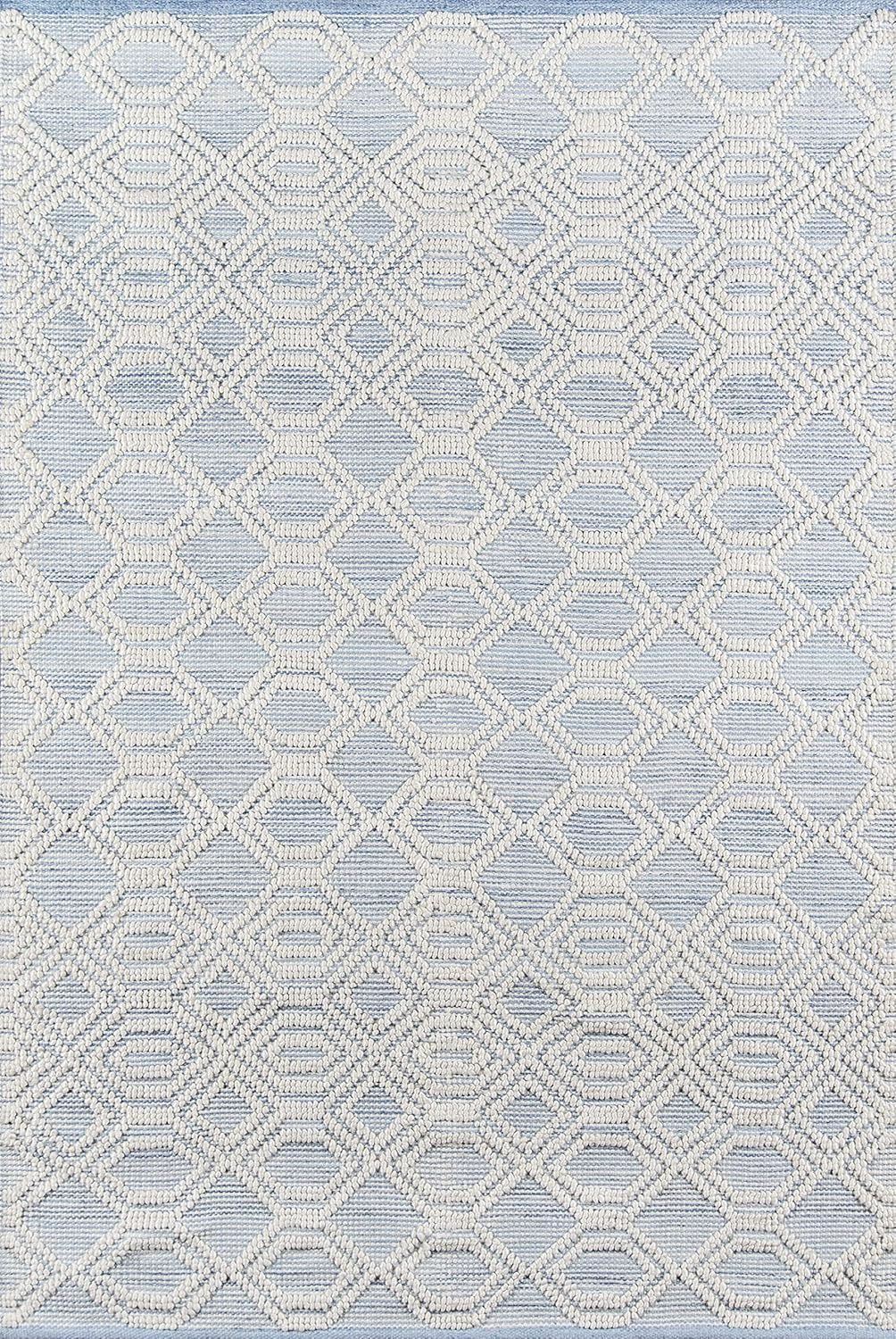 Handmade Tufted Blue Geometric Washable Area Rug