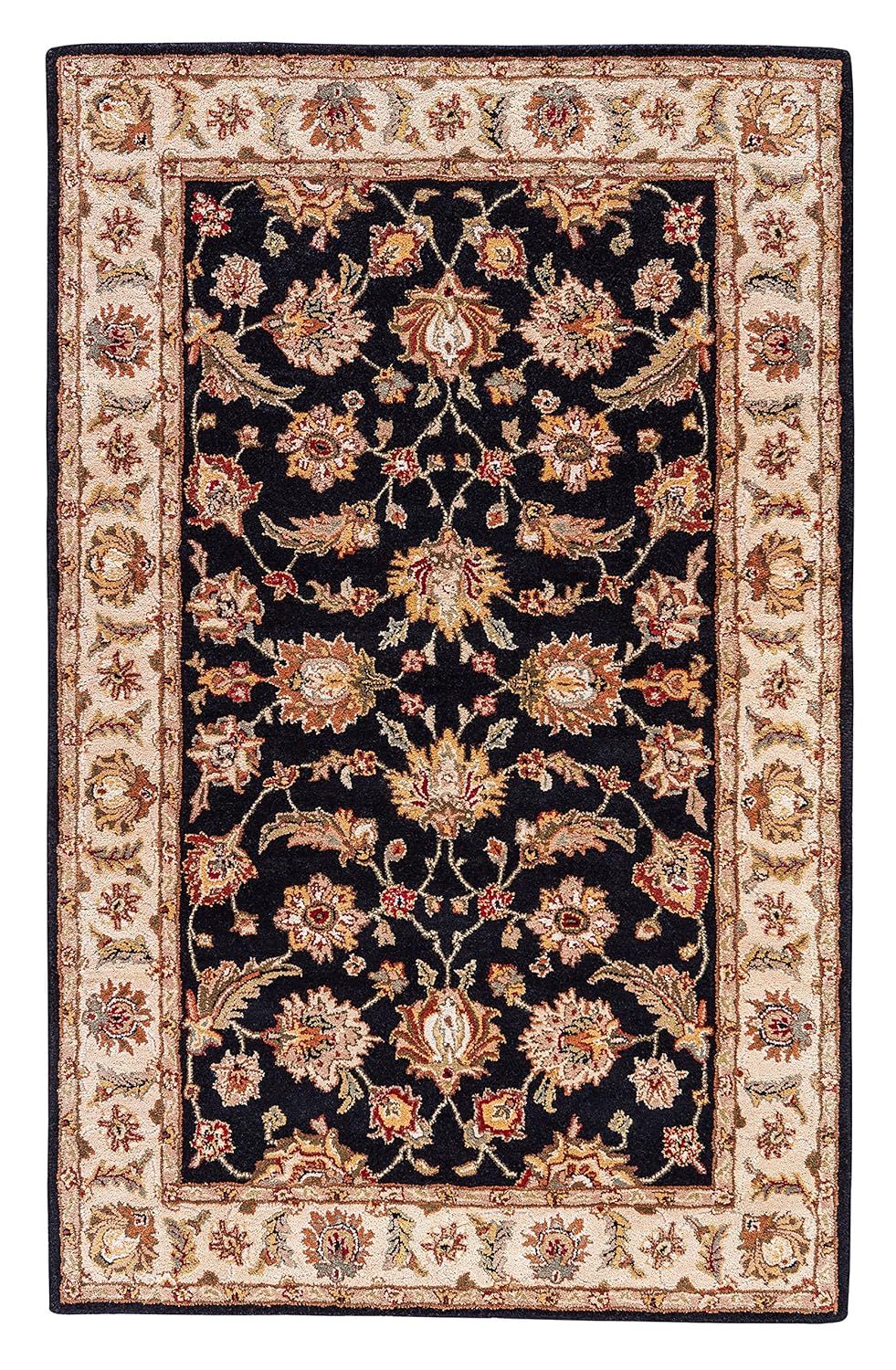 Selene Black and Beige Hand-Tufted Wool Rug 2'6" x 4'