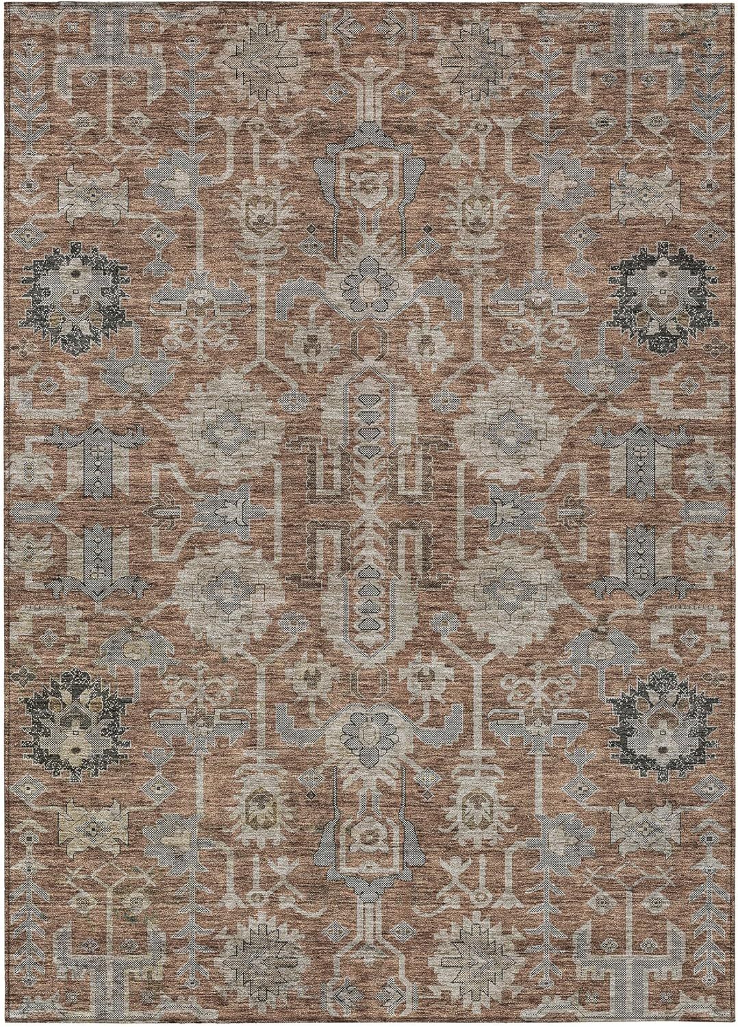 Paprika and Gray Synthetic Flat Woven 5' x 7' Rug