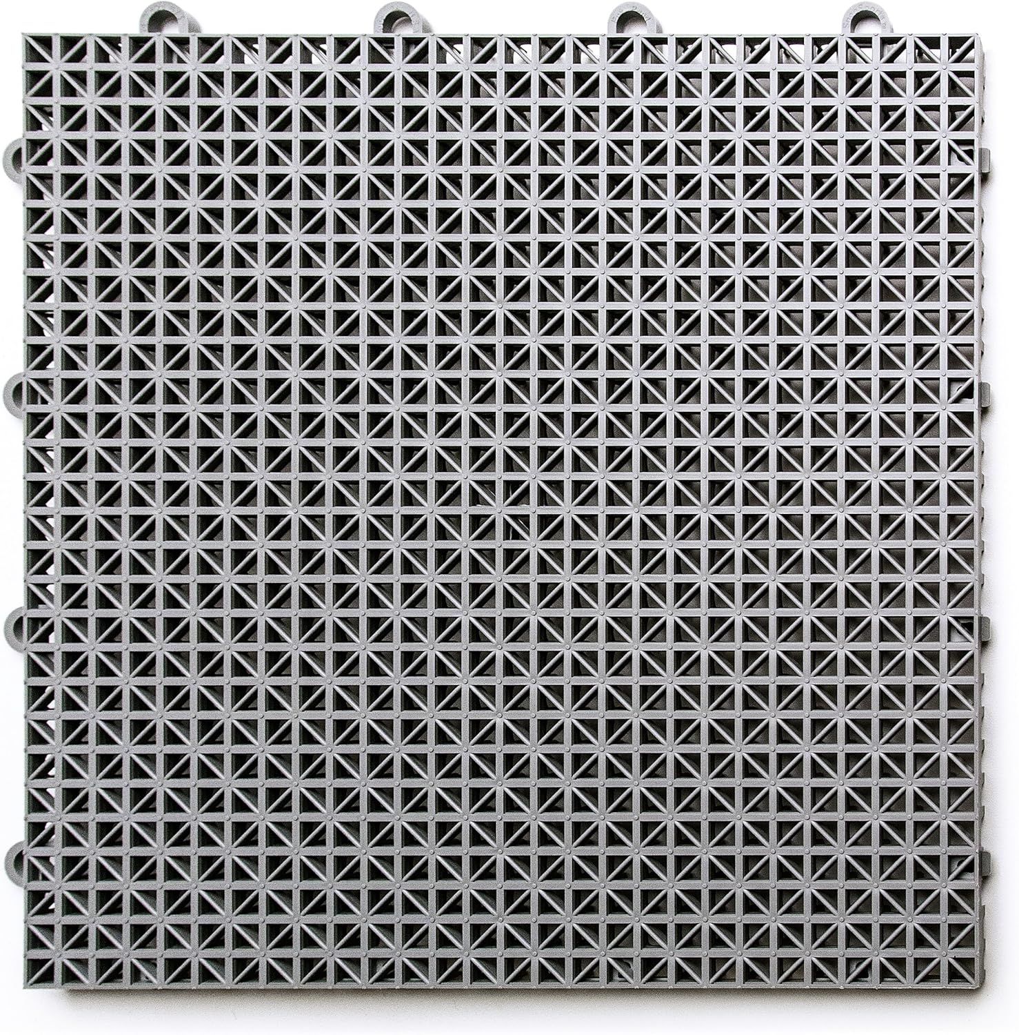 Gray Modular Interlocking Plastic Deck Tiles, 12 x 12 Inches, 24 Pack