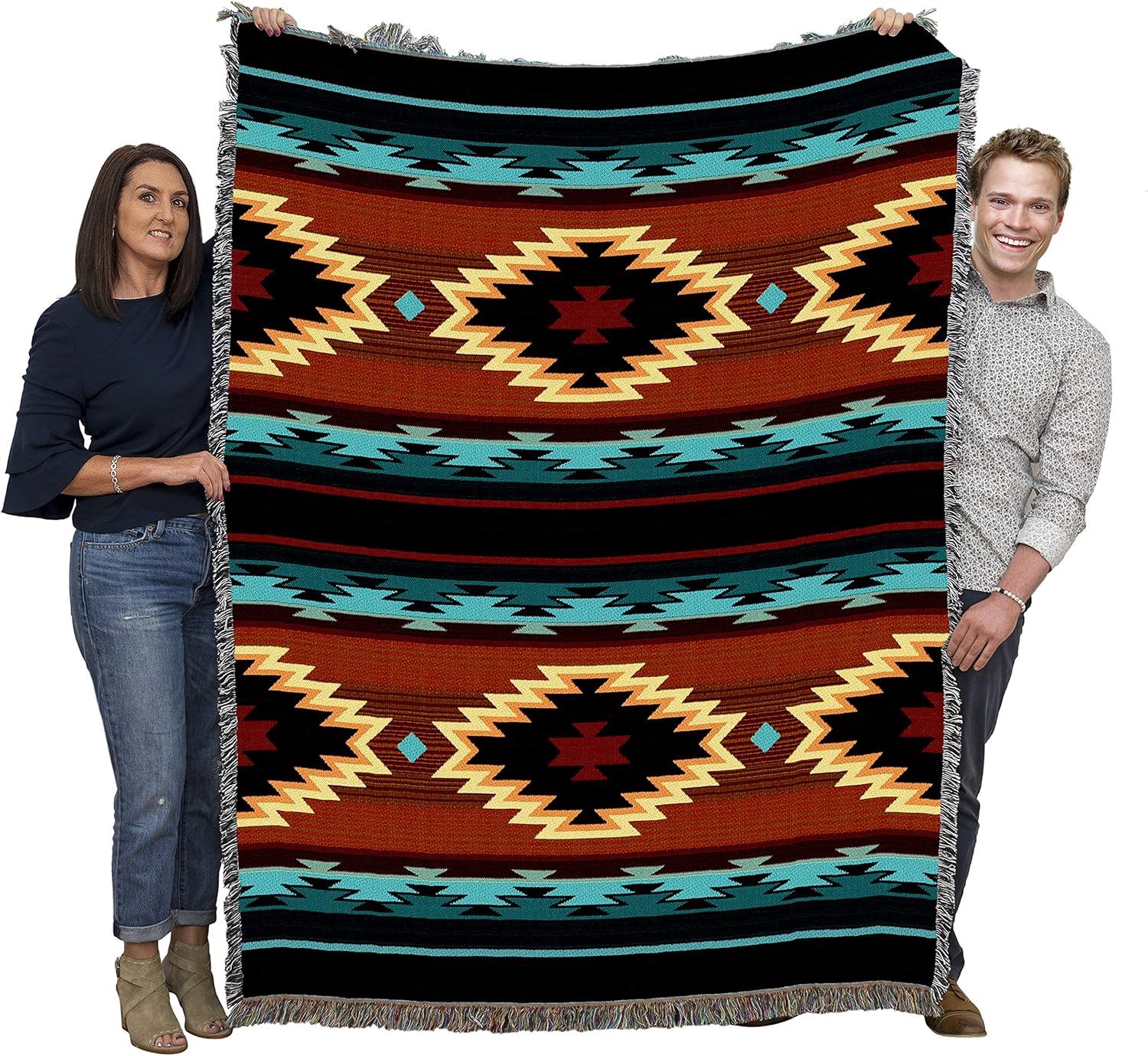 Southwest Geometric Cotton Woven Throw Blanket