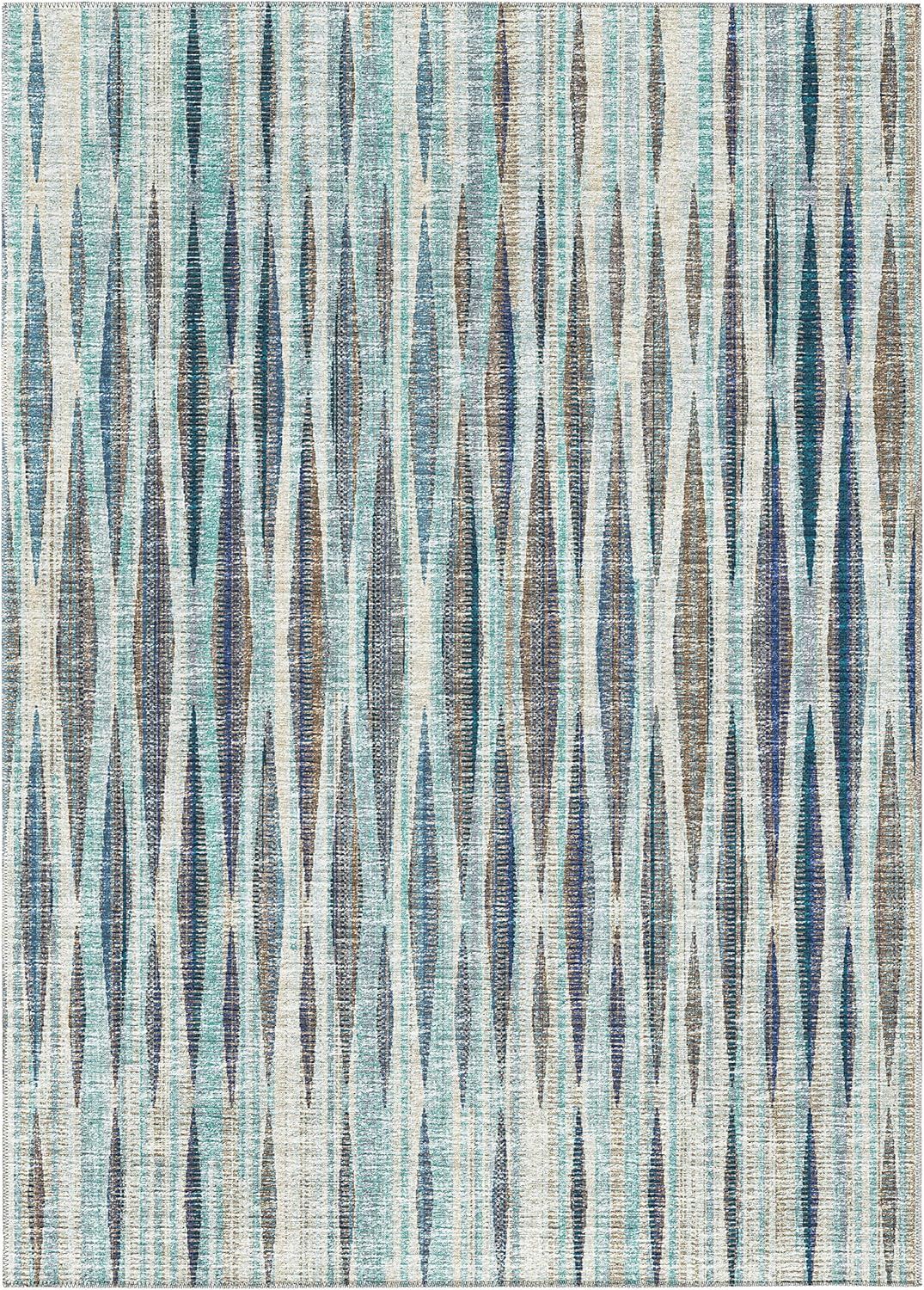 Ocean Stripe 8' x 10' Washable Synthetic Area Rug