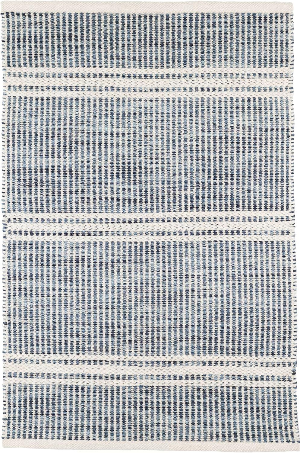 Malta Blue and White Handwoven Wool Area Rug 9' x 12'