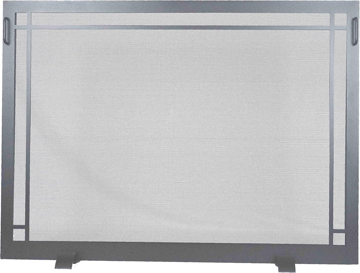 Dark Pewter Steel Craftsman Fireplace Screen with Handles