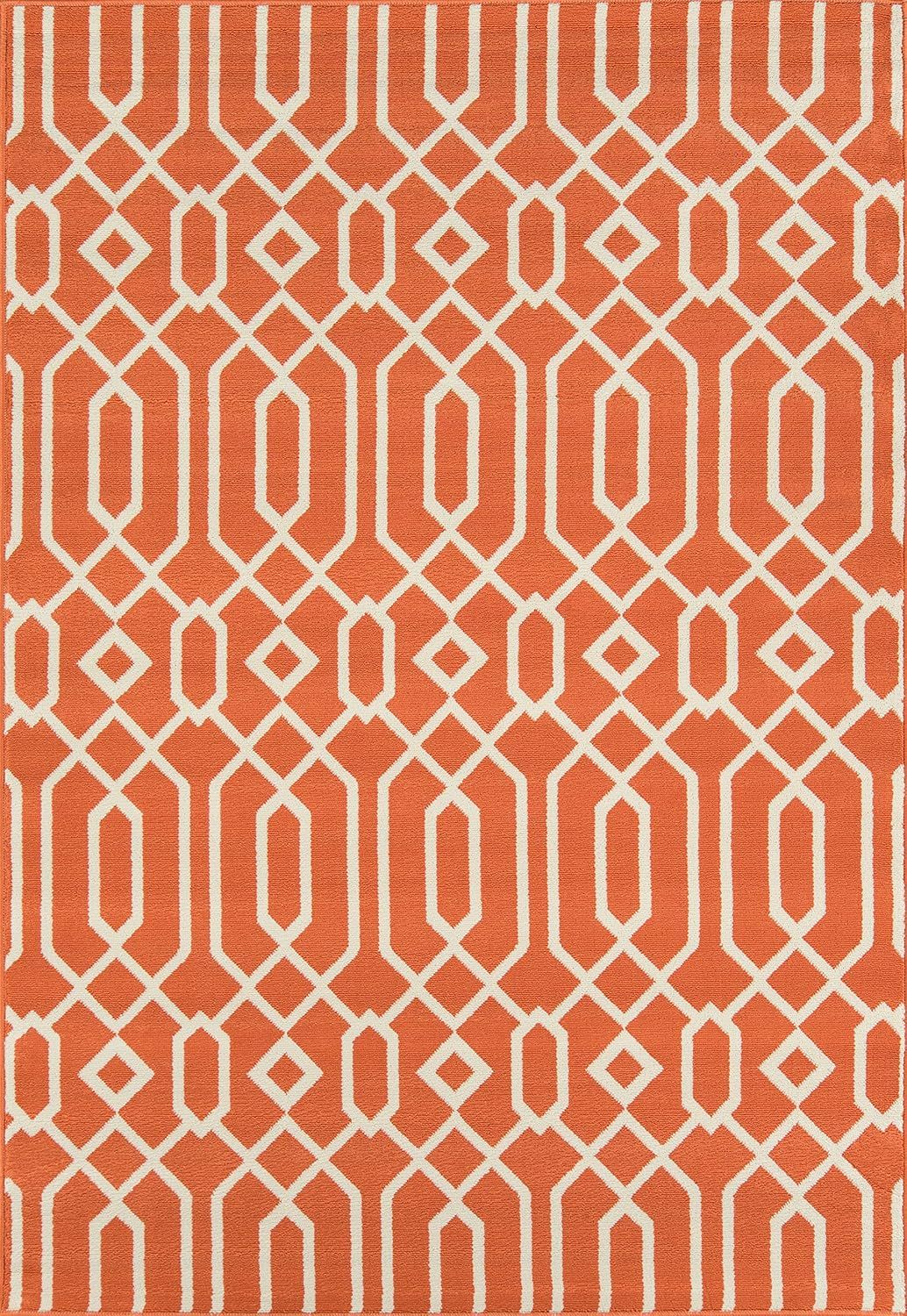 Luxor Trellis Orange Synthetic 8'6" x 13' Flat Woven Area Rug