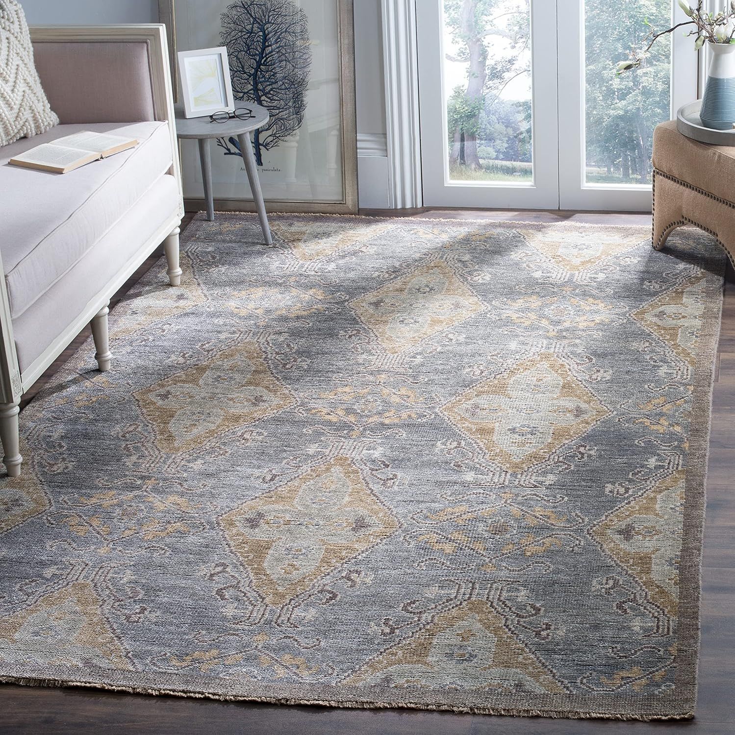 Charcoal and Taupe Hand-Knotted Wool 10' x 14' Area Rug