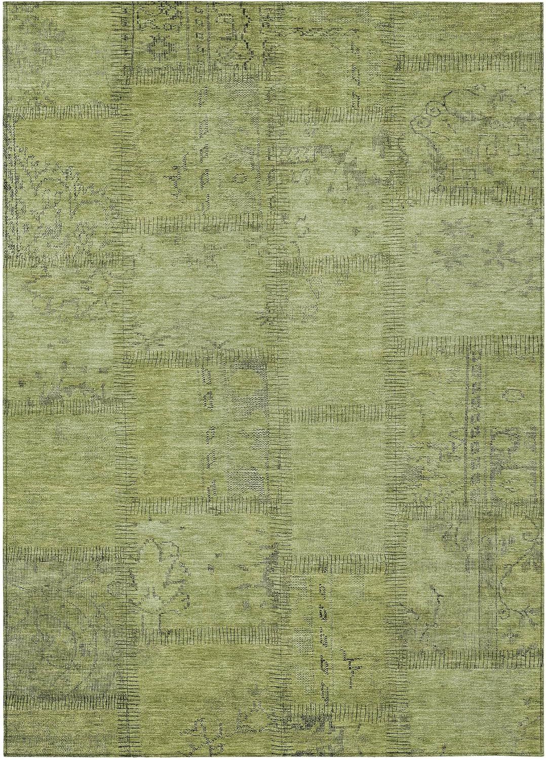 Fern Green Synthetic Flat Woven Indoor Outdoor Rug