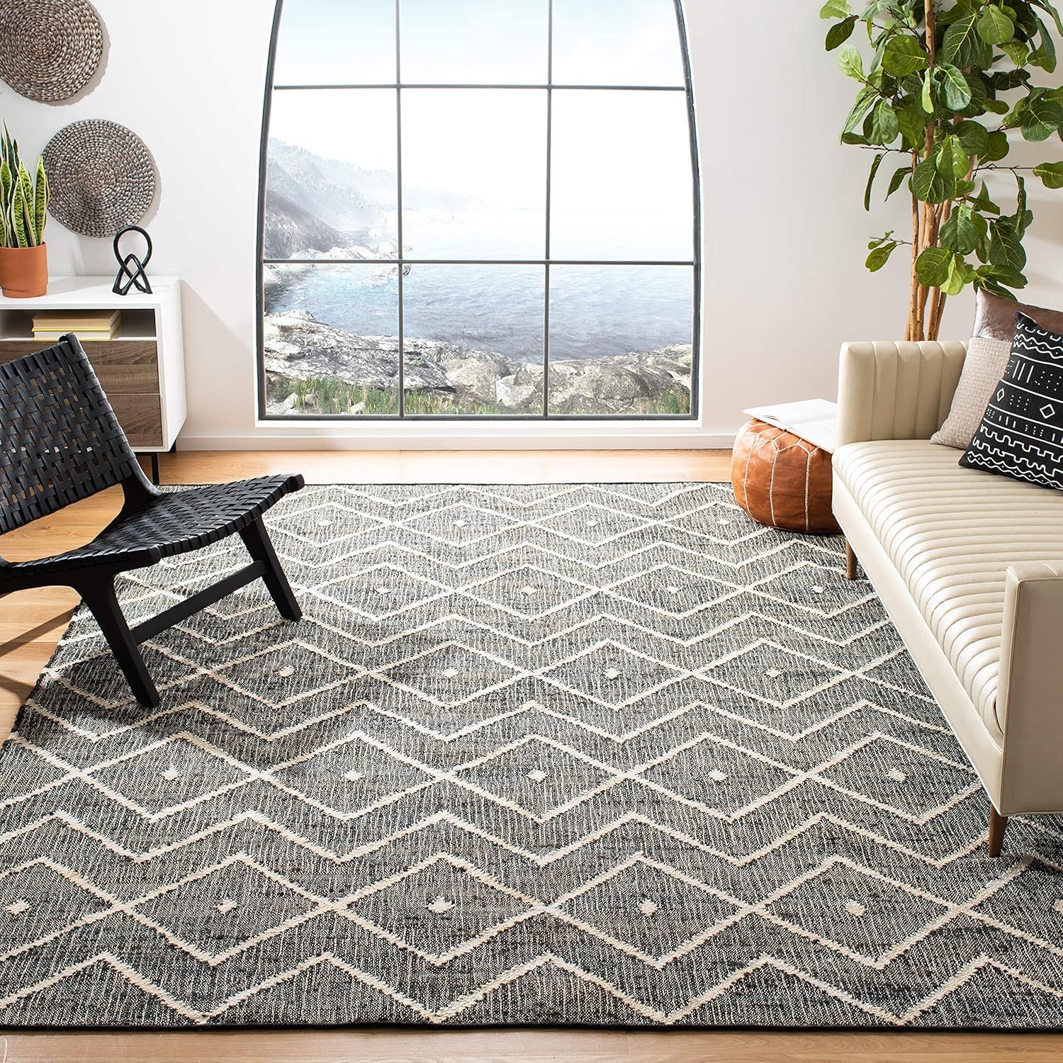 Handmade Gray Wool-Cotton Blend Kilim Rug 10' x 14'