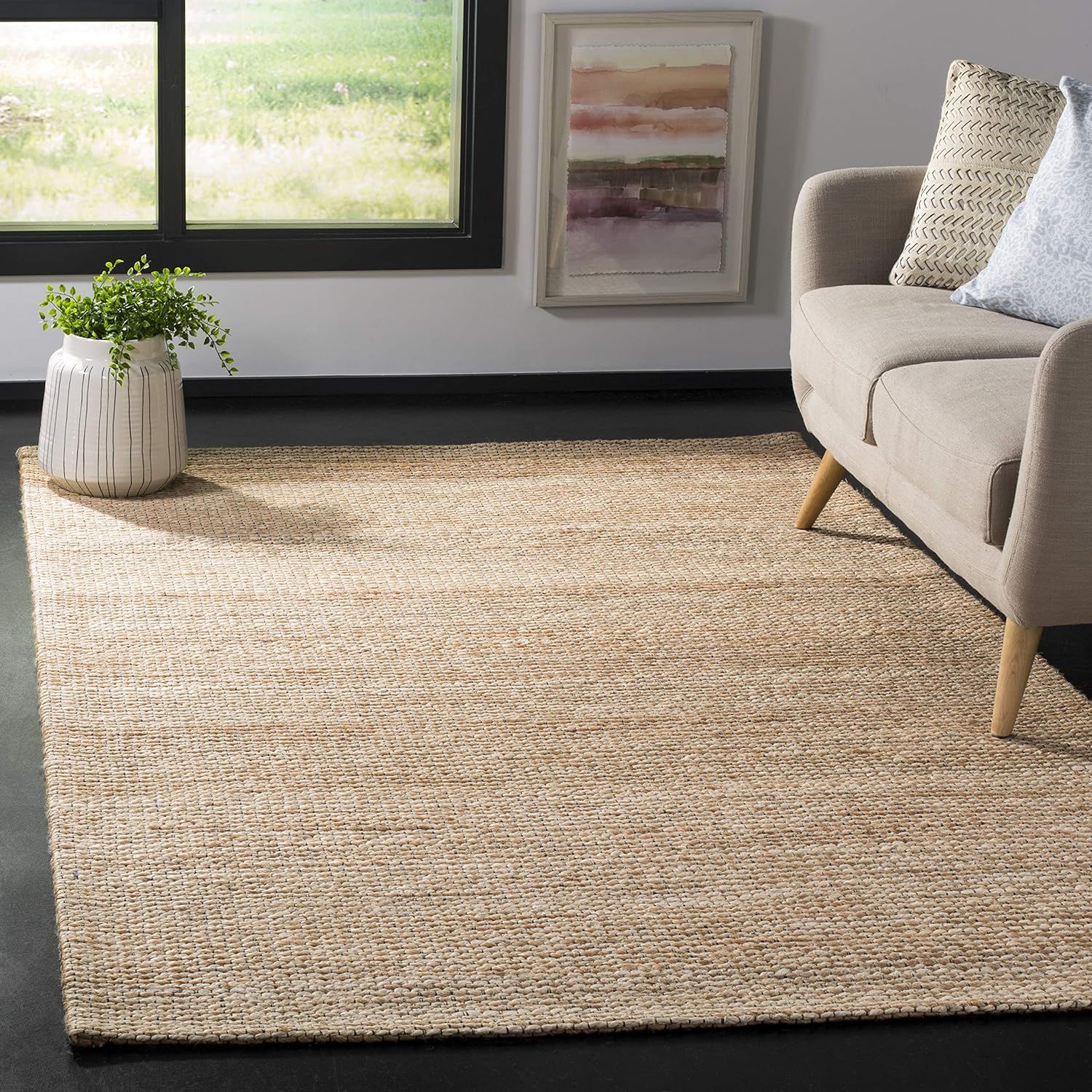 Natural Ivory Flat Woven Handmade Synthetic Rug - 11' x 15'