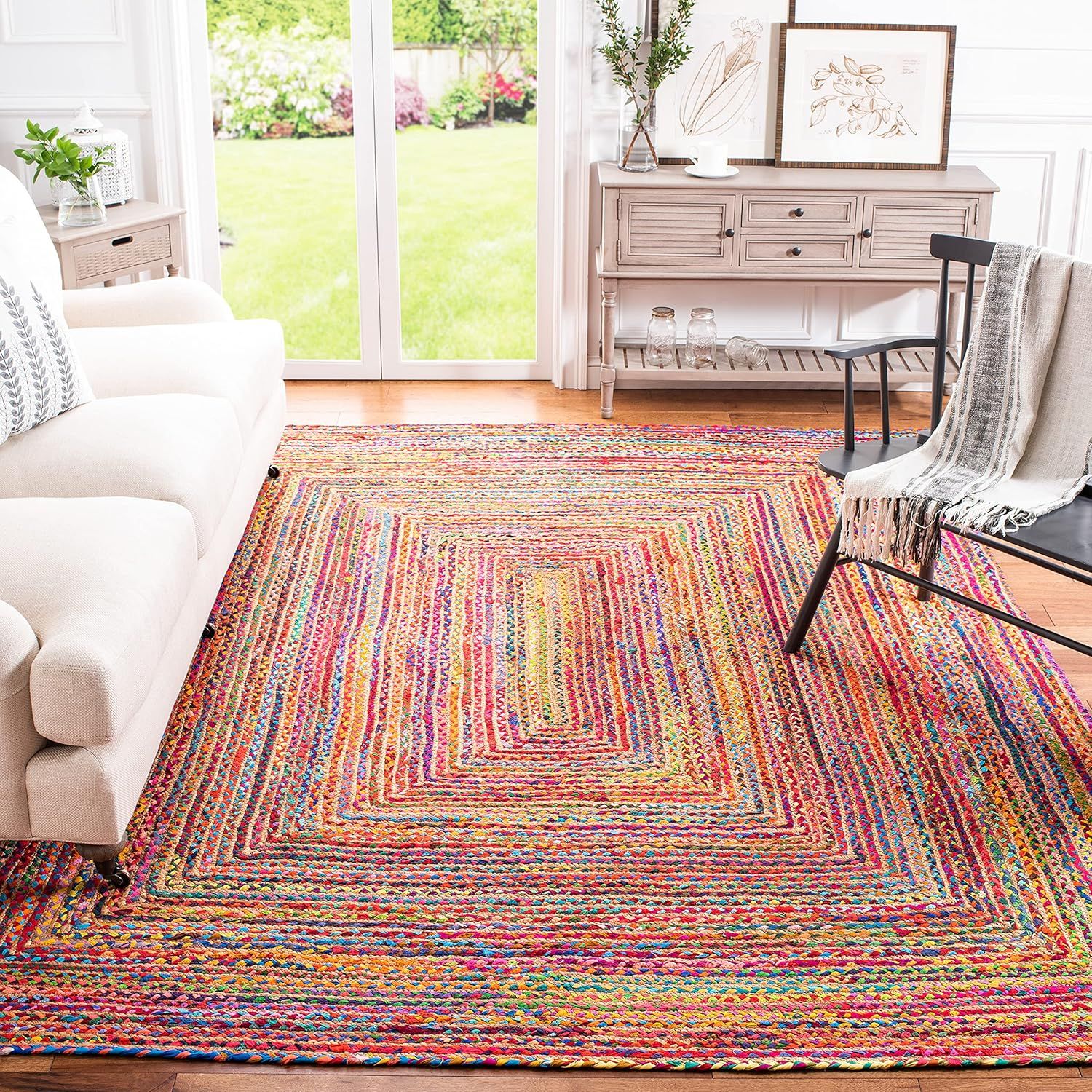 Cape Cod Multicolor Handmade Cotton and Jute Area Rug