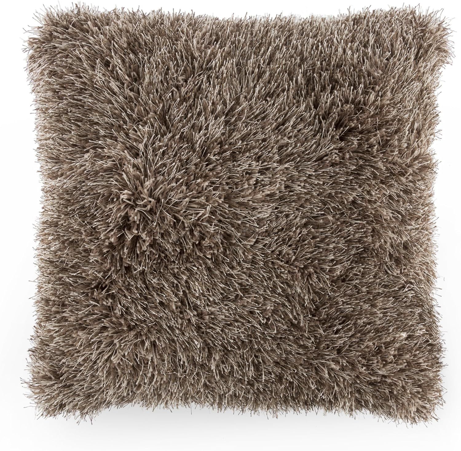 Mocha Shag Faux Fur Oversized Square Throw Pillow