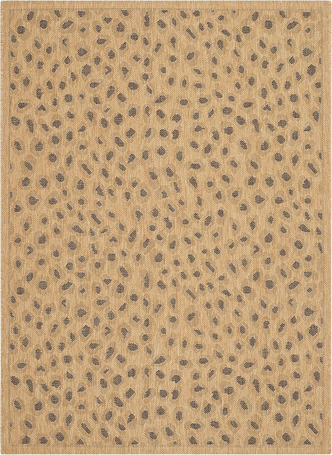 Natural and Black Synthetic Stain-Resistant Area Rug