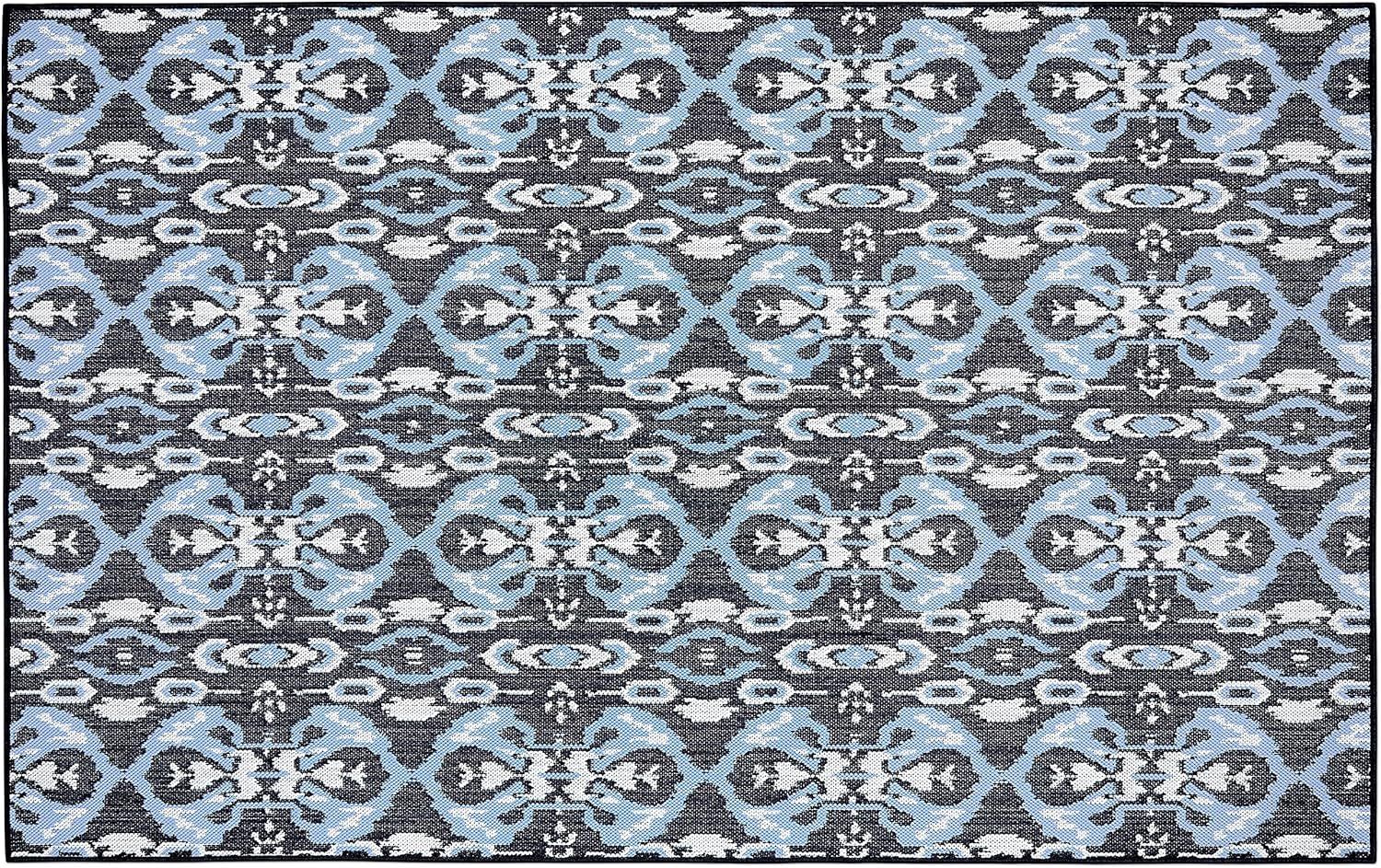 Ikat Island Blue and White Synthetic 5' x 8' Rug