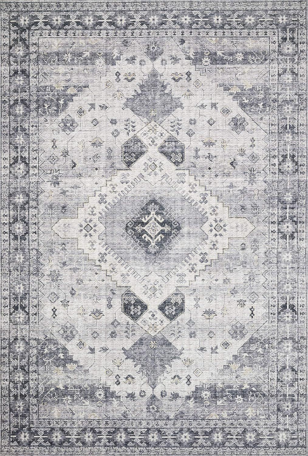 Gray Medallion Wool and Chenille Square Rug, 18" x 18"