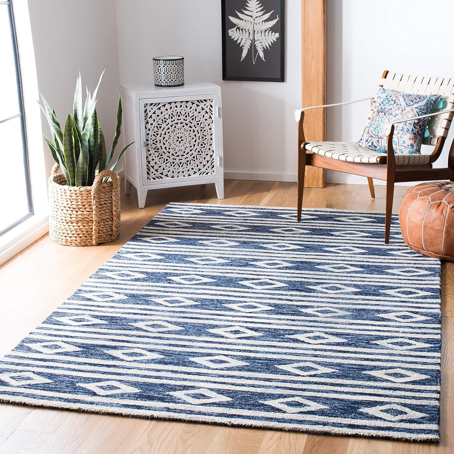 Ivory and Charcoal Handmade Wool Rectangular Area Rug