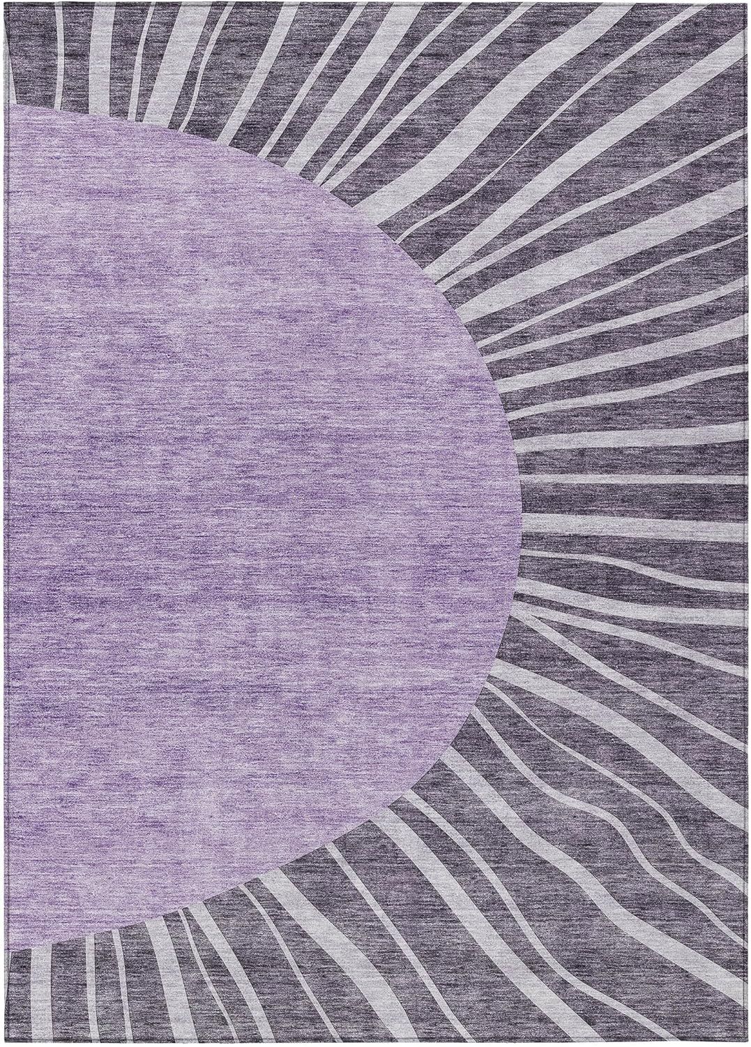 Purple Abstract Machine Washable Indoor Outdoor Area Rug