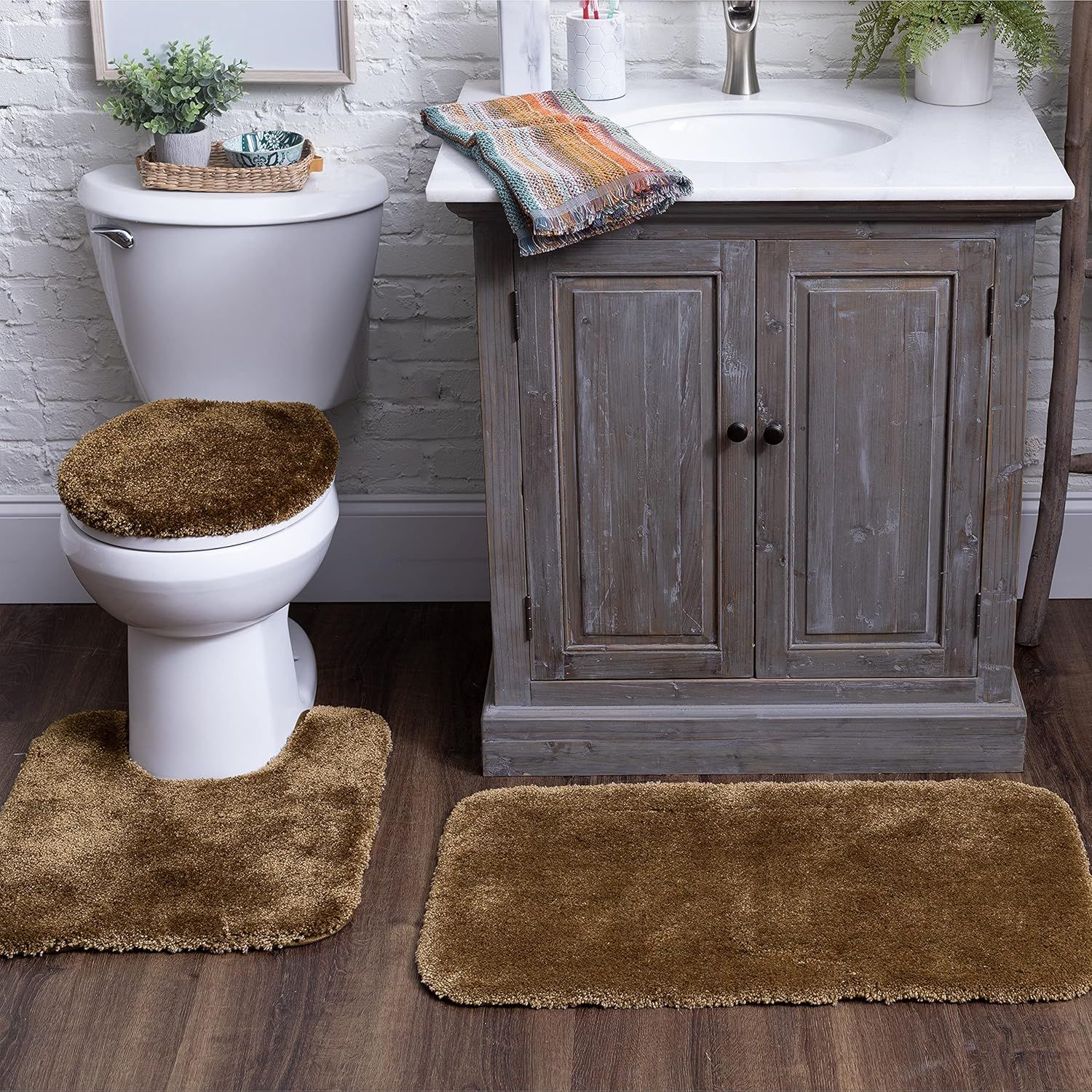 Acclaim Coffee Brown Nylon Machine Washable Bath Mat