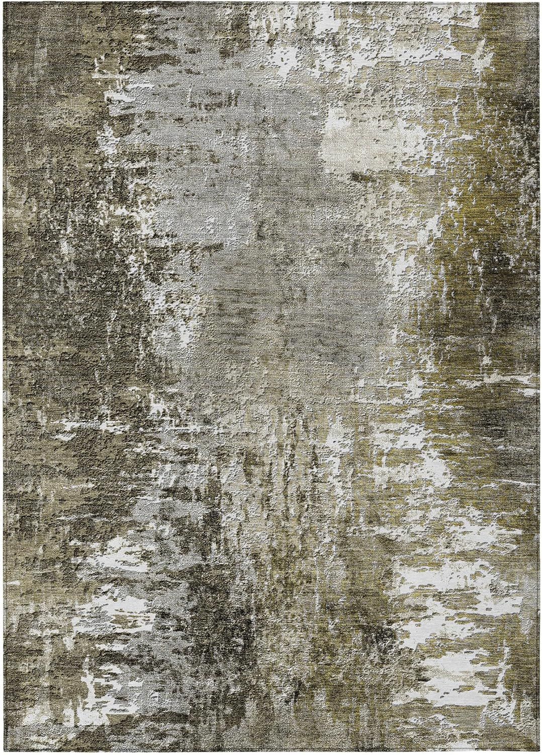 Taupe Synthetic Flat Woven Washable 5' x 7' Area Rug