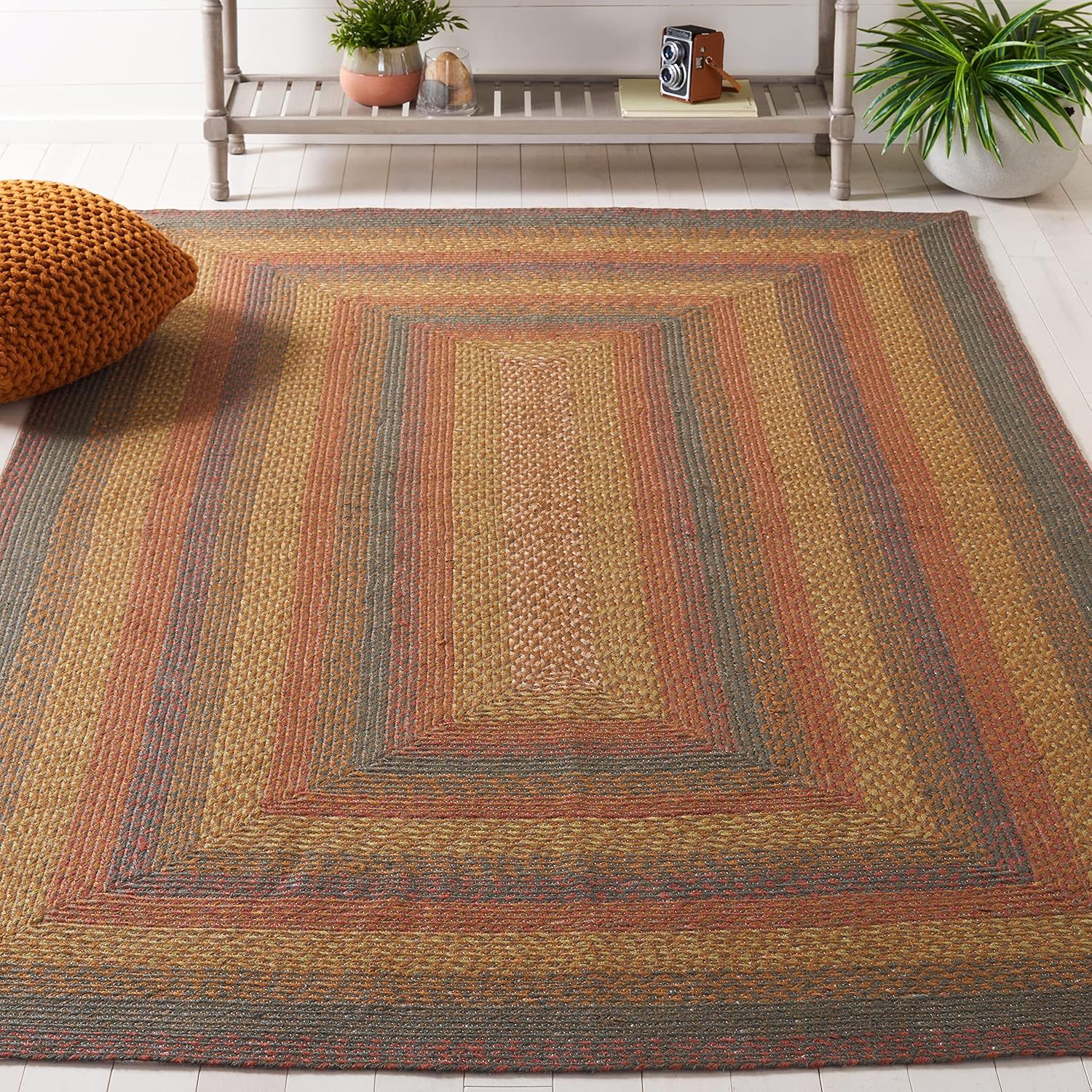 Handmade Light Blue Braided Reversible Rug - 4' x 6'