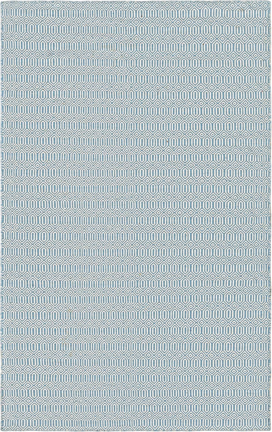 Hand-Woven Denim Blue Rectangular Outdoor Rug, 3' x 5', PET Polyester