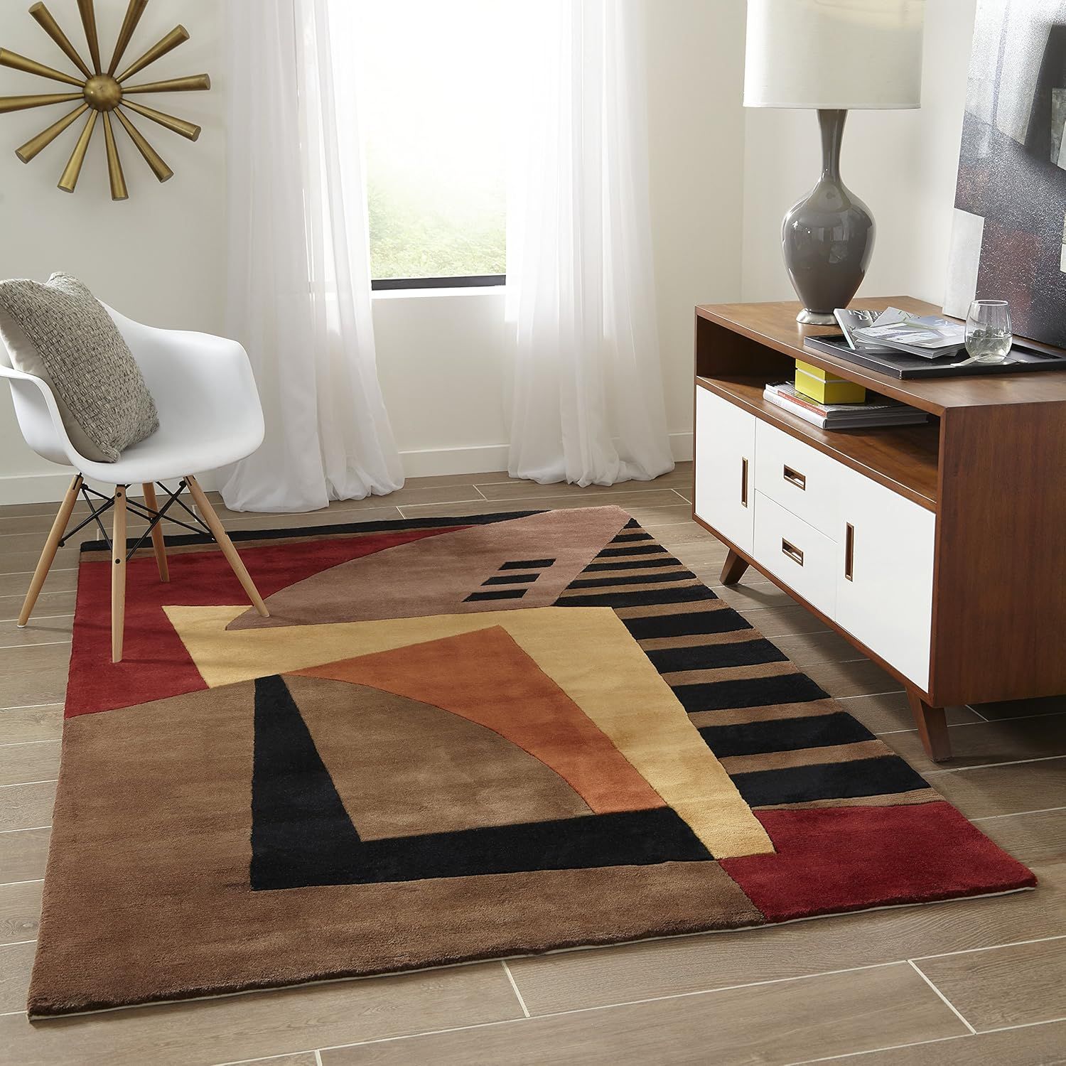 New Wave Red and Brown Hand-Tufted Wool Runner Rug