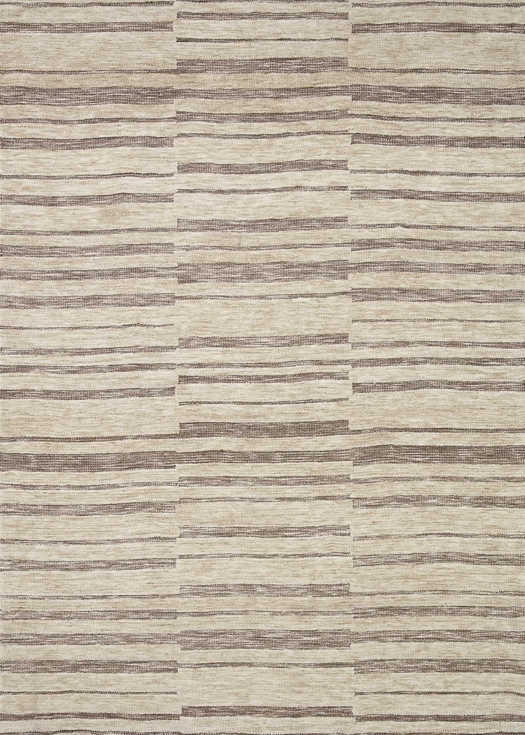 Natural Taupe Geometric 5' x 7' Wool Blend Area Rug