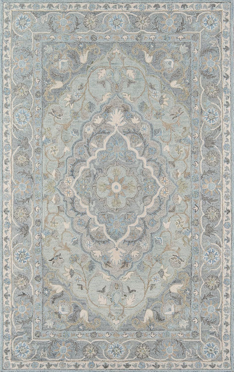 Hand-Tufted Blue Wool Rectangular Area Rug 3'6" x 5'6"