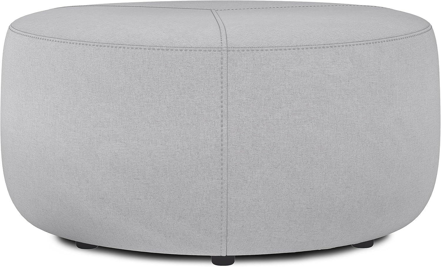 Moore 32" Light Grey Linen Round Ottoman