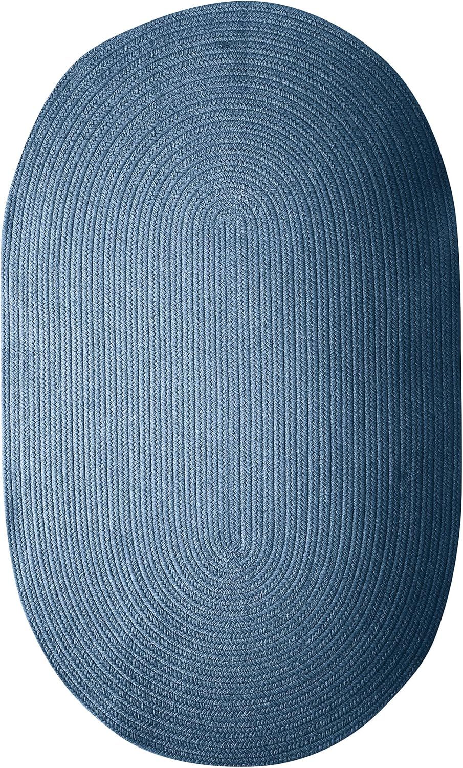 Federal Blue Oval Braided Wool Blend Rug, 2' x 3'