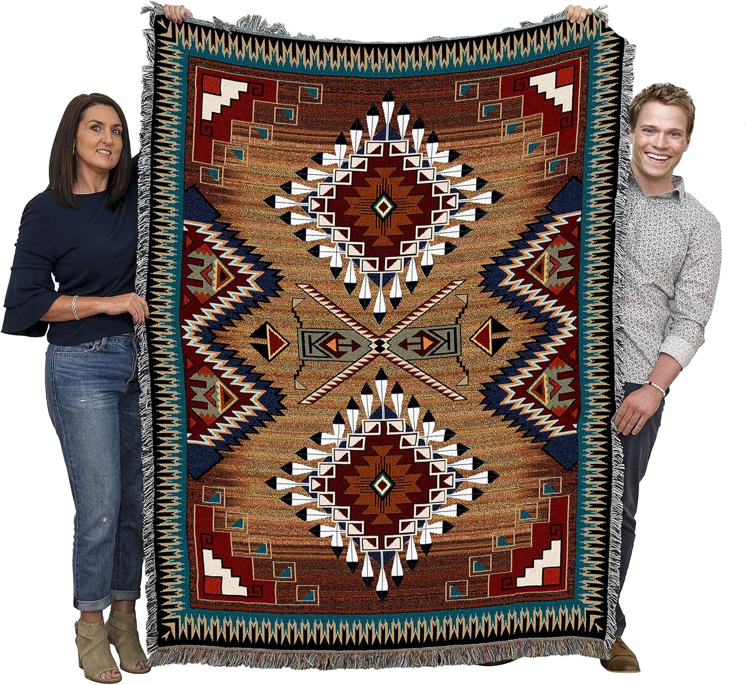 Southwest Native American Inspired Cotton Tapestry Throw Blanket