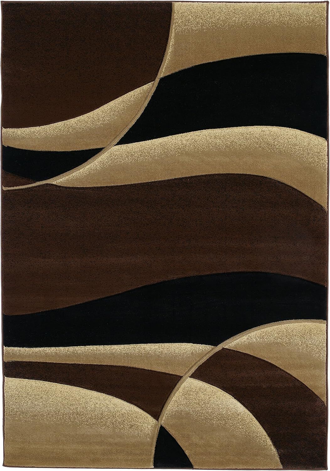 Contours Modern Black 2'x3' Synthetic Accent Rug