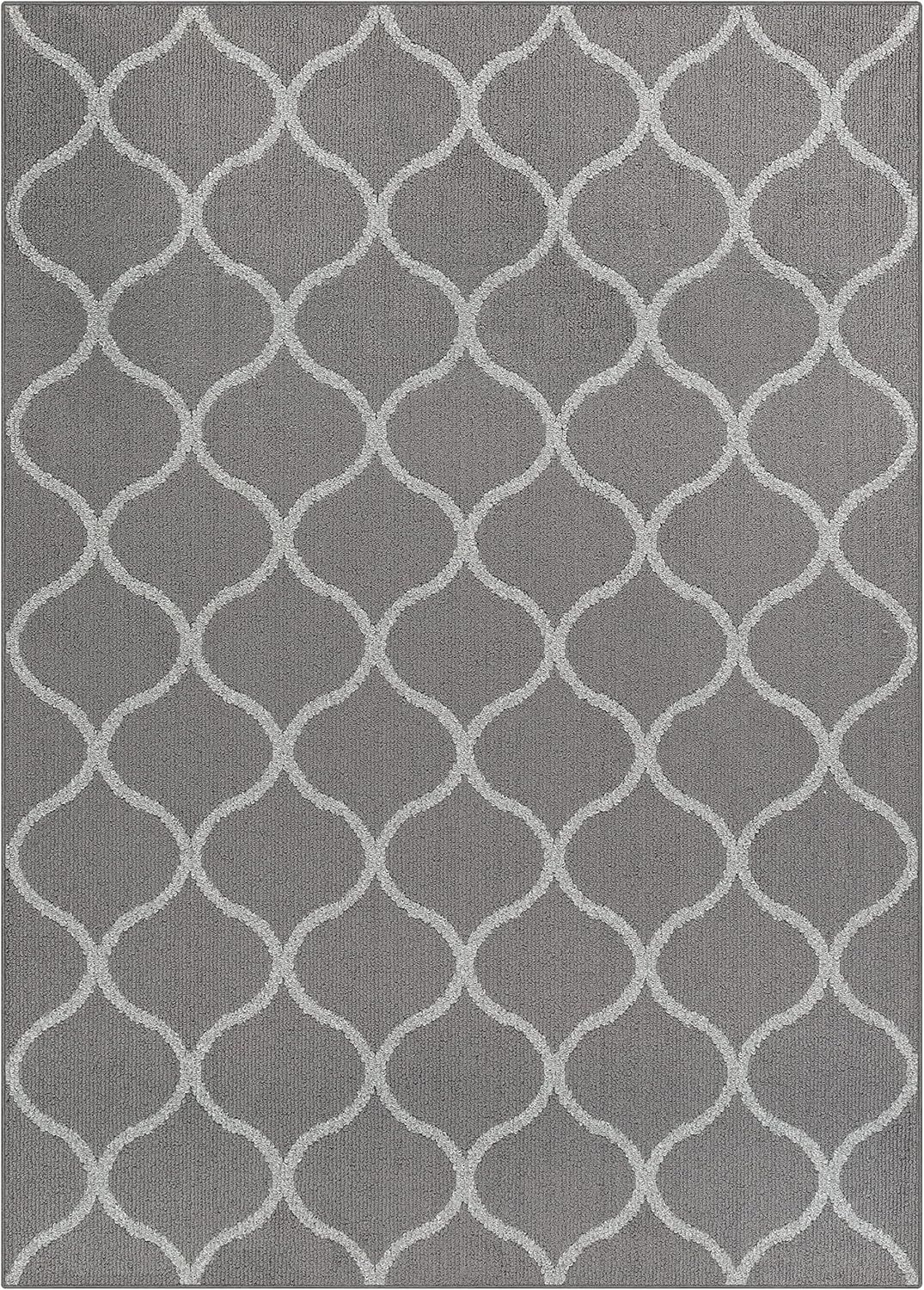 Gray Tufted Washable Synthetic 5' x 7' Area Rug