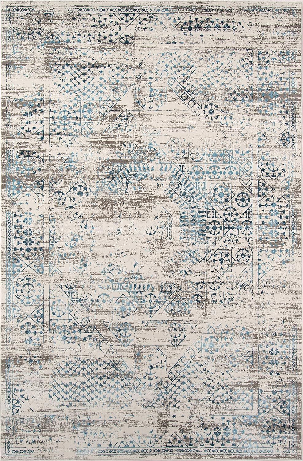 Juliet Transitional Blue Rectangular Rug with Silk-Like Accents, 2'x3'