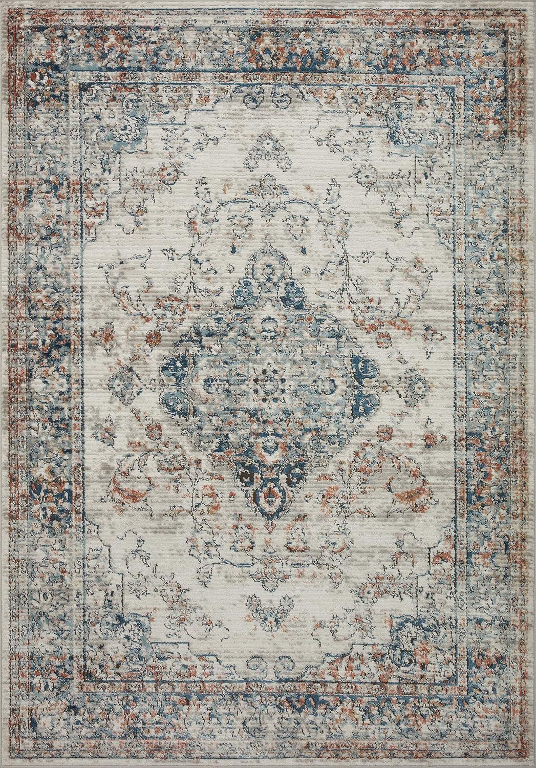 Ivory Ocean Abstract Power-Loomed Rug - 5'3" x 7'6"